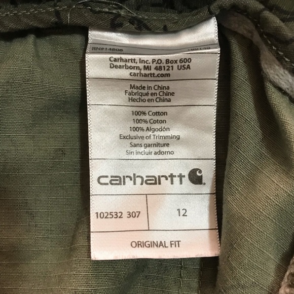Carhartt El Paso Original Fit Camo Shorts Outdoor Ladies 12 Green Short Pants - Picture 13 of 14